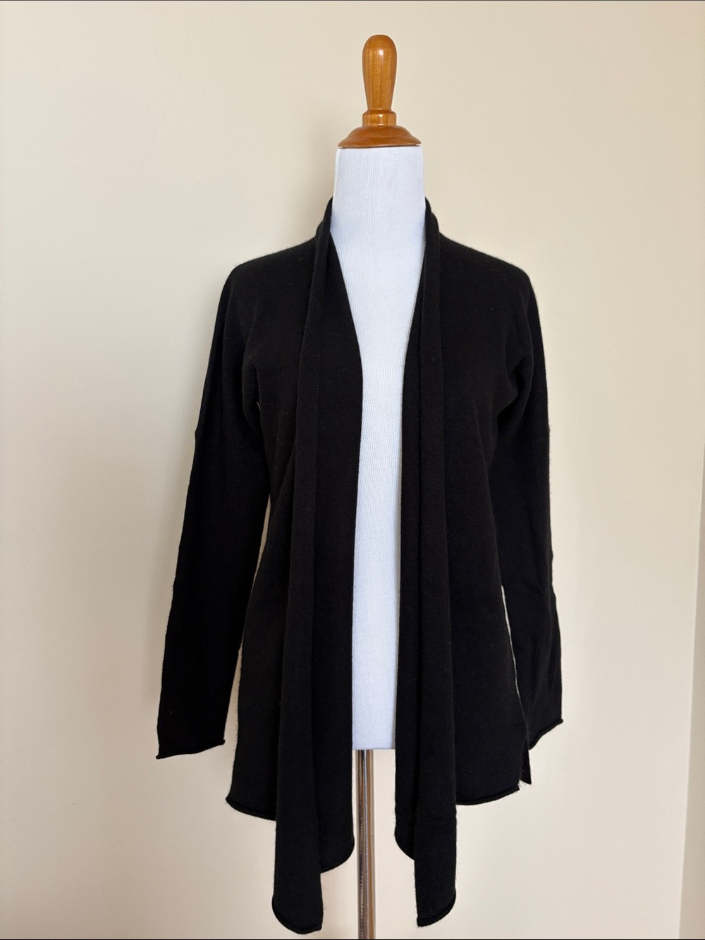 J. Crew Black Open-Front Draped Cashmere Cardigan